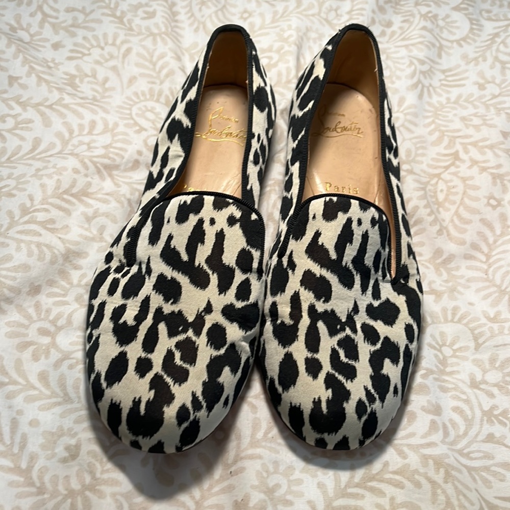 Christian Louboutin closed toed flats cheetah print